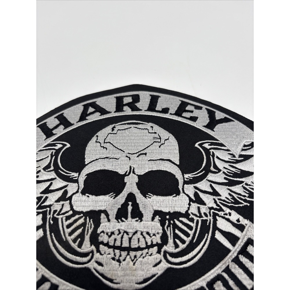 Large Winged Skull Silver Patch ~ Harley Davidson Owners Group H.O.G. - Picture 6 of 12